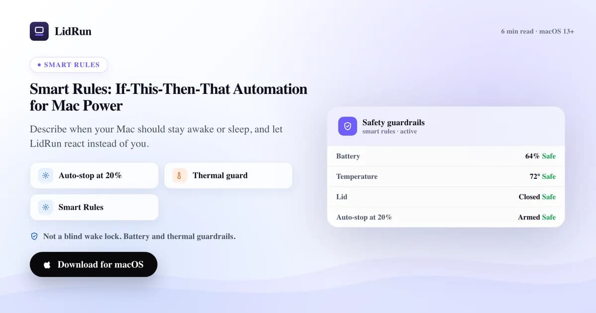 Smart Rules: if-this-then-that automation for Mac power and cooling